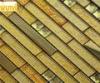 TV Backgound Wall Strip Gold Mosaic Tiles , Metal And Glass Mosaic Tile