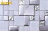 Glitter Grey Metallic Glass Kitchen Mosaic Tiles , Glass Kitchen Tiles For Backsplash
