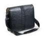 Black Goat Leather Mens Messenger Bag