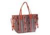 Multi Color Large PU Leather Designer Tote Bag with Orange Stripes Closure