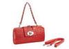 Small Red PU Leather Womens Crossbody Bag with 16 Card Pockets