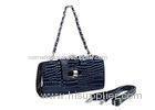 Womens Small Navy Blue Faux Leather Clutch Bag , 16 Card Pockets