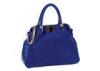 Suede on Front Royal Blue Womens Leather Bag with Crystal Turn Lock Detail