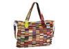 Large Shopper Womens Striped Patchwork Shoulder Bag in Multi Colors