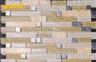 Interior Wall White and Brown Strip Mosaic Tile With Sea Shell And Resin