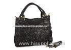 Black Color Ladies Shoulder Satchel Sheep Skin Patchwork Design