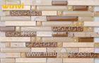 Hot - Resistant Strip Mosaic Tile , Crystal Glass And Stone Mosaic Tiles