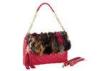 Quilted Soft PU Red Fur Bag Womens Leather Tassel Bag for Autumn , Winter
