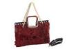 Customized Red / Black Fur Bag Womens Designer Handbags for Winter