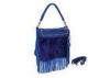 Modern Royal Blue Soft Rabbit Fur Handbags for Ladies , Two Handles