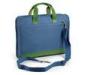 Blue Nylon Notebook Tote Bag with Green Handle for Business Casual Professionals