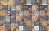 Glitter Stainless Steel Mix Glass Kitchen Wall Tiles With Mosaic Patterns