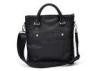 Napa Genuine Mens Leather Bag Tote with Mat Silver Hardware , Black