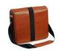 Nylon Strip Brown Leather Shoulder Bag for Men , Laptop Pocket Inside