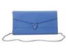 Blue Genuine Leather Clutch Bags for Women , Saffiano Snap Flap