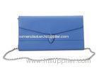Blue Genuine Leather Clutch Bags for Women , Saffiano Snap Flap