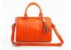 Smooth Orange Ladies Leather Handbags Small Duffle Bag with Cotton Lining