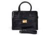 Black oversized Womens Leather Tote Bags , Croco Embossed Pattern