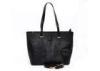 Black Shopper Tote Ladies Leather Shoulder Bags Croco Embossed