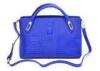 Personalized Blue Womens Leather Briefcase Tote with Adjustable Top Handles