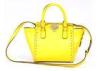 Yellow Summer Womens Leather Bag with removable shoulder strap