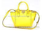 Yellow Summer Womens Leather Bag with removable shoulder strap