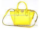 Yellow Summer Womens Leather Bag with removable shoulder strap