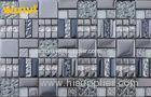 OEM Dark Grey Glass And Metal Mosaic Tile , Mosaic Floor Tiles For Bathroom