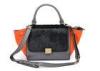 Classic Black pony skin handbag Womens Leather Bag with Suede Sides