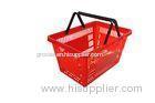 Supermarket Retail Plastic Shopping Basket Red / Hand Held Shopping Baskets