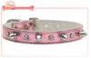 Fancy Metallic PU Pet Collar And Leash For Walking With Crystal Charm And Spike Hardware