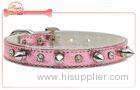 Fancy Metallic PU Pet Collar And Leash For Walking With Crystal Charm And Spike Hardware