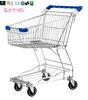 Small Wire Mesh Shopping Trolley Carts For Grocery Store , Blue Handle With Logo 60KGS