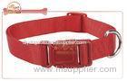Red Brightly Nylon Pet Collar for dog in black with custom buckle