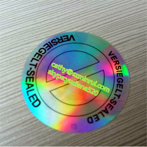 2D/3D silver background hologram round self adhesive vinyl stickers