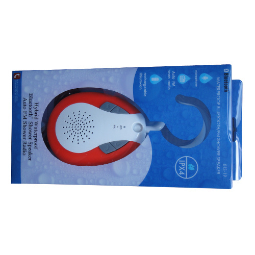 Red water-repellent Hook Design Bluetooth Shower Speaker& Auto FM Shower Radio