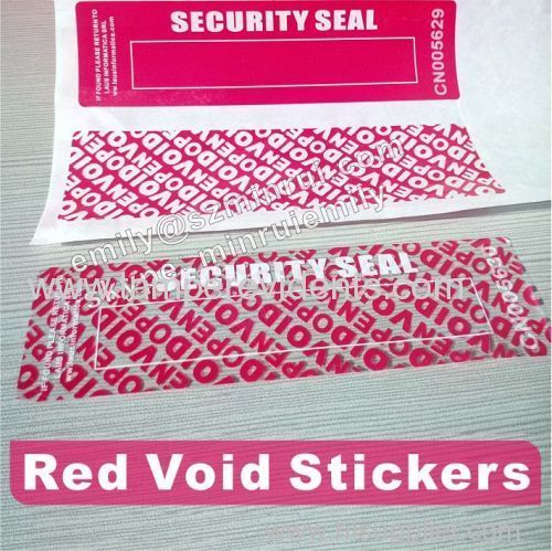 Custom water proof indestructible warranty Security void Labels Security open void seal stickers with serials numbers