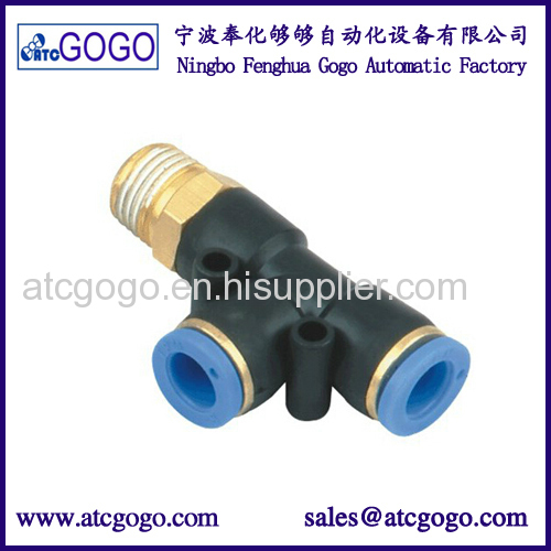 3 way pipe connector pneumatic hose quick fittings male thread  manufacturers and suppliers in China