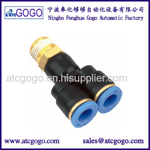 3 way pipe connector pneumatic hose quick fittings male thread