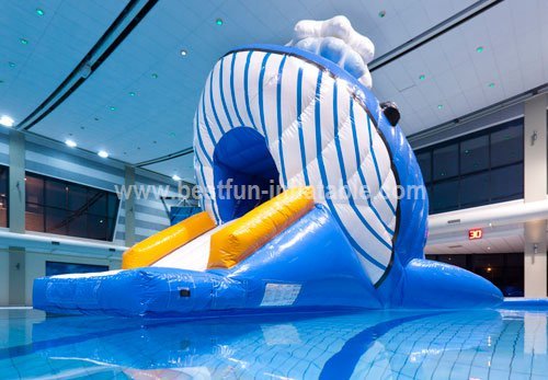 Colorful inflatable floating water park