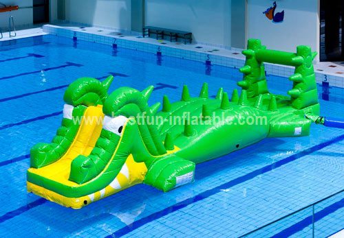 Fun playing inflatable water bridge game