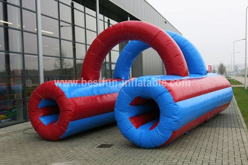 Inflatable tunnel crawl red blue custom