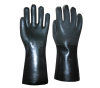 Black PVC fully coated work glove,sandy paper finish,Interlock liner,35cm