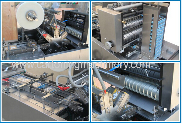 Automatic cellophane overwrapping machine