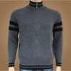 men's mock neck stripe full zipper cardgian