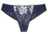 OEM ODM Dark Blue Embroidery Sexy Women Thongs with Floral Pattern