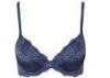 Navy Blue Lace Push Up Bra Gel Padding Plounge Jacquard Satin / High Grade Lace