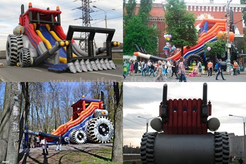 Hippo inflatable bouncer slide combo