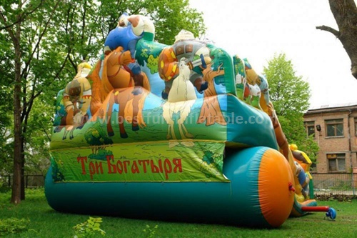 Home use inflatable bounce with slide