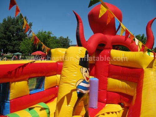 Huge inflatable octopus slide